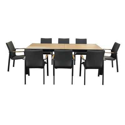 Y Mail Packing 8 Seater Outdoor Dining Set with Metal Furniture and Teak Wood Table