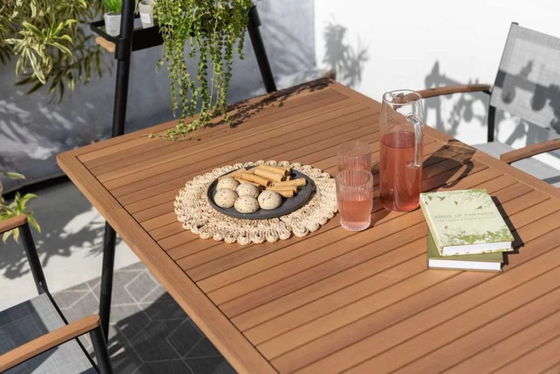 Metal Garden Set AJUNION Modern Design 4 Seat Outdoor Dining Set for Patio Furniture