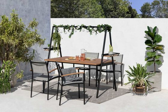 Metal Garden Set AJUNION Modern Design 4 Seat Outdoor Dining Set for Patio Furniture