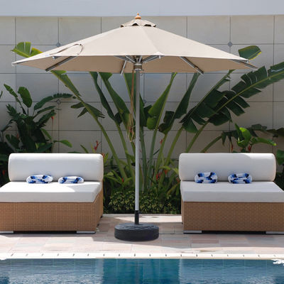 Outdoor Furniture Aluminum Alloy Tube Round Drawstring Parasol Umbrella for Patio and Pool