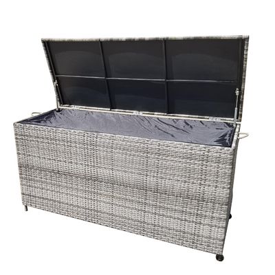 Spacious Multifunctional Wicker Rattan Garden Storage Box with Wheels by AJUNION