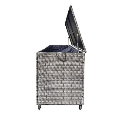 Spacious Multifunctional Wicker Rattan Garden Storage Box with Wheels by AJUNION