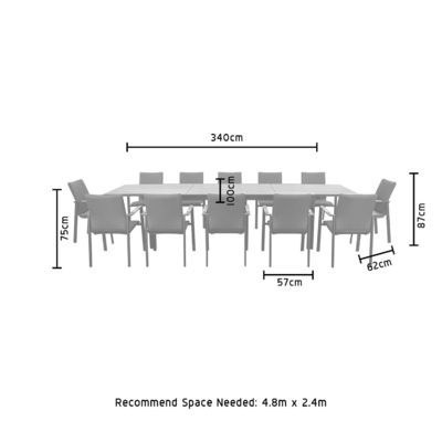 Extendable Teak Wood Tabletop Outdoor Dining Set for 12 Seat Cushioned Outdoor Chairs