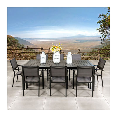 Outdoor Restaurant Furniture Metal Dining Set with 8 Seat Expandable Table by AJUNION