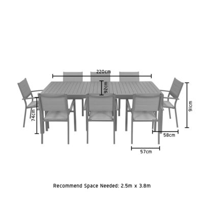 Outdoor Restaurant Furniture Metal Dining Set with 8 Seat Expandable Table by AJUNION