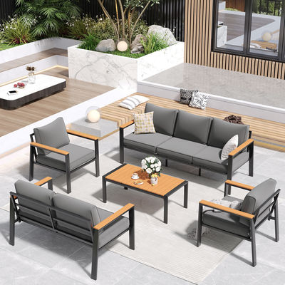 Modern 7 Seater Metal Garden Furniture Set for Outdoor Sectional Sofa and Patio Furniture