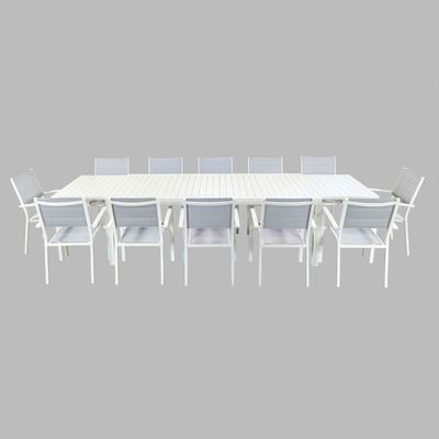 Modern Style Aluminum Outdoor Dining Set 12 Seat Armchair and Extendable Dining Table
