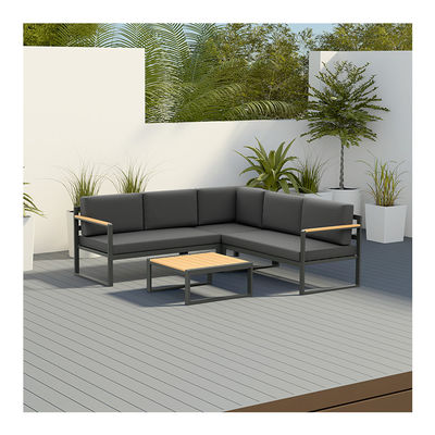 Outdoor Metal Furniture Set for Garden Corner Sofa Lounge Modern Design Wood