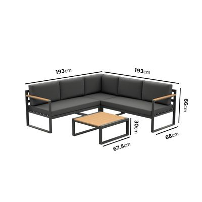 Outdoor Metal Furniture Set for Garden Corner Sofa Lounge Modern Design Wood
