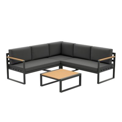 Outdoor Metal Furniture Set for Garden Corner Sofa Lounge Modern Design Wood
