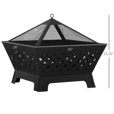 Black Cover Metal Wood Burning Fire Pit for Outdoor Patio Backyard Garden Bonfire Camping