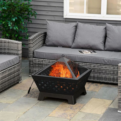 Black Cover Metal Wood Burning Fire Pit for Outdoor Patio Backyard Garden Bonfire Camping