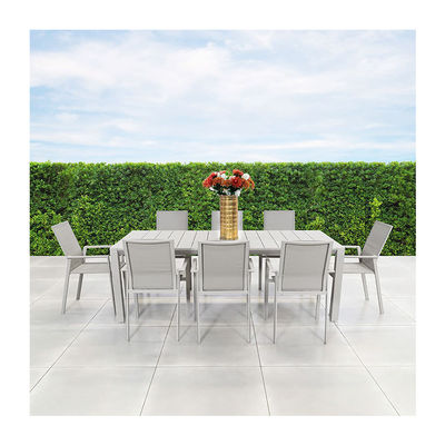 8 Person Restaurant Dining Table and Chair Set with Aluminum Metal Frame in Modern Design