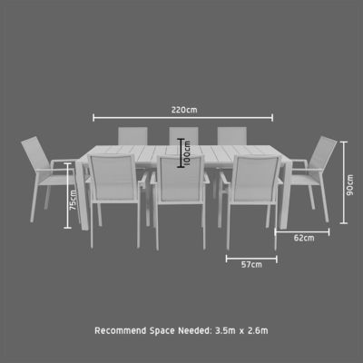 8 Person Restaurant Dining Table and Chair Set with Aluminum Metal Frame in Modern Design