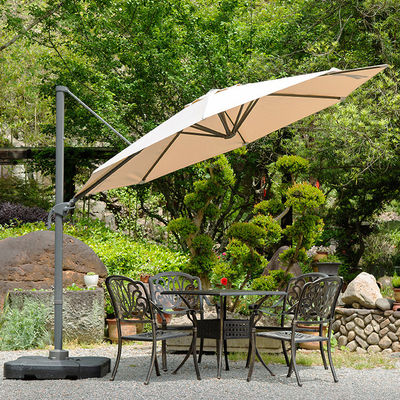 Outdoor Furniture Must-Have Large Aluminium Hand Crank Umbrella with Solar LED Lights