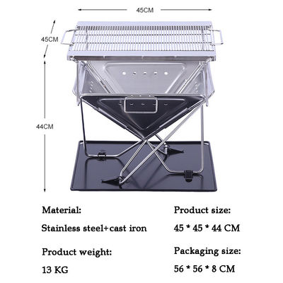 Portable Charcoal Folding Stainless Steel BBQ Grill Stove for Outdoor Garden Camping