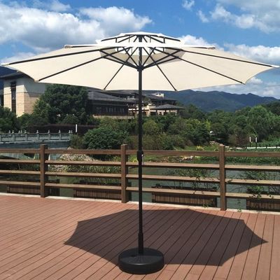 Custom Logo Outdoor Cafe Garden Beach Patio Sun Umbrella with 3 Tiers and LED Lights