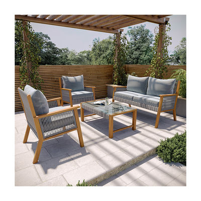 Y Mail Packing Rattan Weave Outdoor Sofa Set with Solid Wooden Frame and PE Wicker