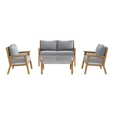 Y Mail Packing Rattan Weave Outdoor Sofa Set with Solid Wooden Frame and PE Wicker