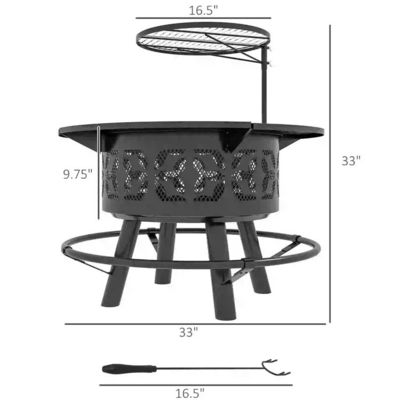 Outdoor Warming Portable Round Steel Wood Burning Firepit Charcoal BBQ Grill Fire Pit Burner Kit