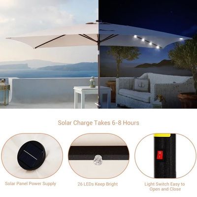 Commercial Sonnenschirm Market Umbrella with Light 227.5 CM Radii and Aluminum Pole