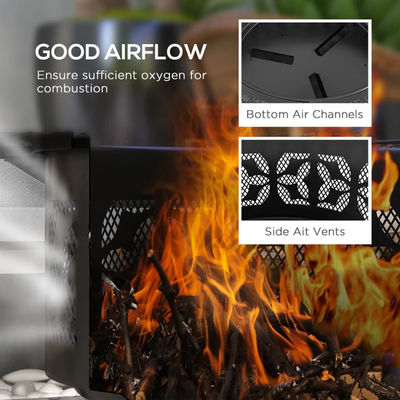 Outdoor Warming Portable Round Steel Wood Burning Firepit Charcoal BBQ Grill Fire Pit Burner Kit