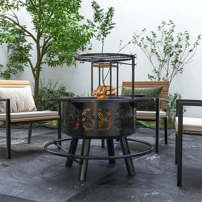 Outdoor Warming Portable Round Steel Wood Burning Firepit Charcoal BBQ Grill Fire Pit Burner Kit
