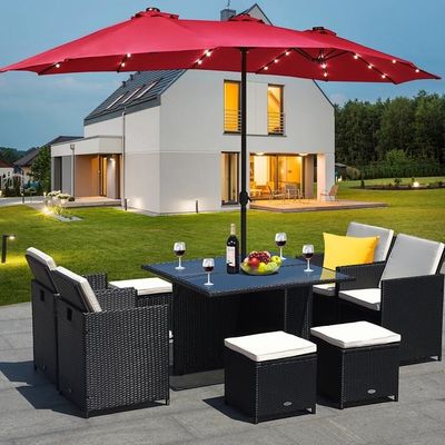 Commercial Sonnenschirm Market Umbrella with Light 227.5 CM Radii and Aluminum Pole