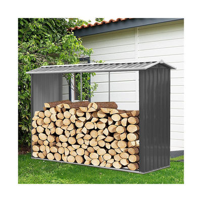AJUNION Metal Outdoor Firewood Log Rack Shed for Easy Assembly and Garden Storage