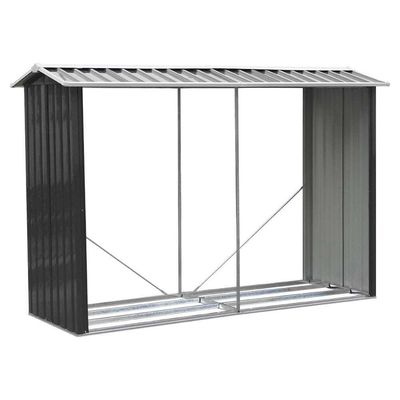 AJUNION Metal Outdoor Firewood Log Rack Shed for Easy Assembly and Garden Storage