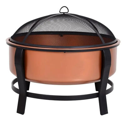Customized Logo Modern Outdoor Portable Copper-Colored Round Metal Wood Burning Firepit