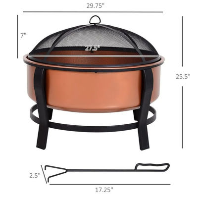 Customized Logo Modern Outdoor Portable Copper-Colored Round Metal Wood Burning Firepit