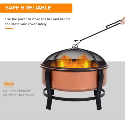 Customized Logo Modern Outdoor Portable Copper-Colored Round Metal Wood Burning Firepit