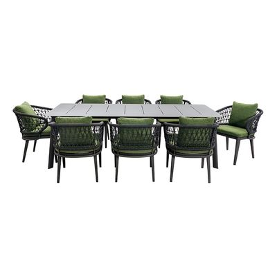 Outdoor Dining Set featuring Rope Weave Design and Aluminum Metal Frame by AJUNION