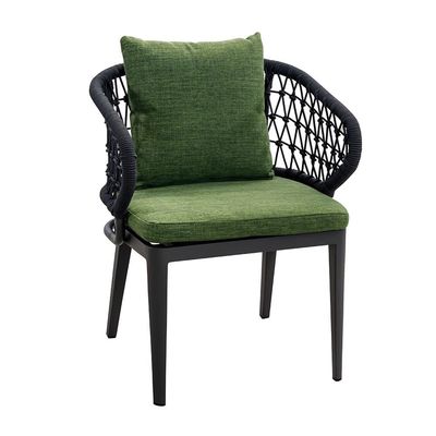 Outdoor Dining Set featuring Rope Weave Design and Aluminum Metal Frame by AJUNION