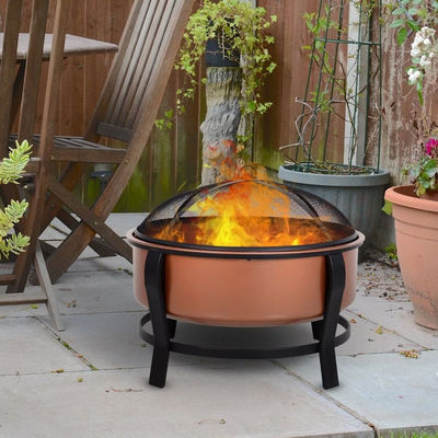 Customized Logo Modern Outdoor Portable Copper-Colored Round Metal Wood Burning Firepit