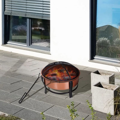Customized Logo Modern Outdoor Portable Copper-Colored Round Metal Wood Burning Firepit