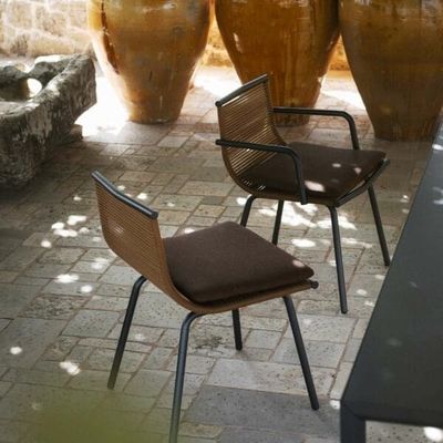 Metal Minimalist Garden Set AJUNION Aluminum Dining Chair Rope Weave Outdoor Furniture
