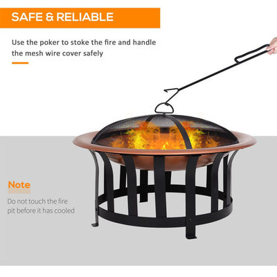 Round Metal Wood Burning Fire Pit Perfect for Bonfires Camping and Outdoor Gatherings