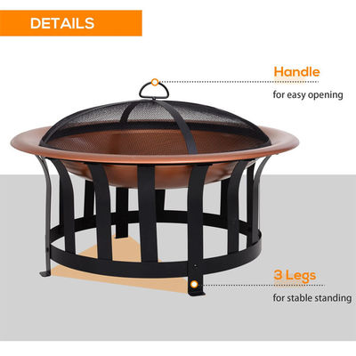 Round Metal Wood Burning Fire Pit Perfect for Bonfires Camping and Outdoor Gatherings