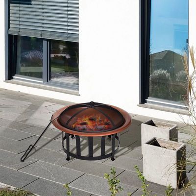 Round Metal Wood Burning Fire Pit Perfect for Bonfires Camping and Outdoor Gatherings