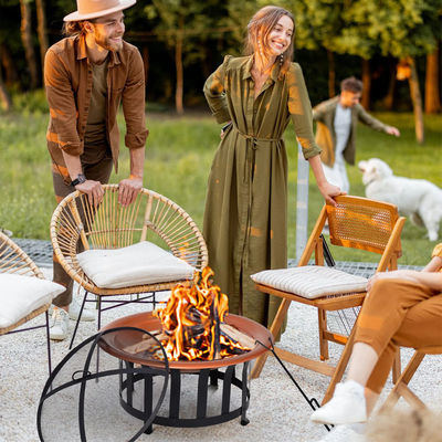 Round Metal Wood Burning Fire Pit Perfect for Bonfires Camping and Outdoor Gatherings