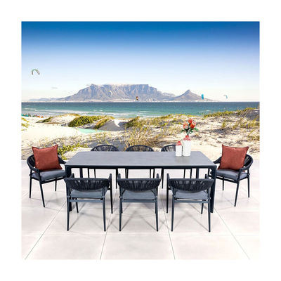 Rope Weave Armchair Dining Chairs for Garden Modern Large Size 8 Seater Outdoor Set