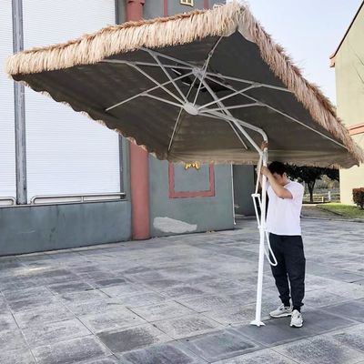 Outdoor Garden Beach Patio Heavy Duty Straw Roman Parasol with Aluminium Sun Umbrella