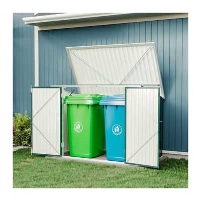 Galvanized Steel Bin Storage Shed with Lockable Doors Rot Proof Metal Type Steel