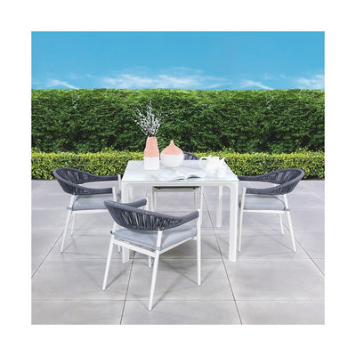 Aluminum Rope Weave Garden Dining Furniture 4 Seating Outdoor Dining Set by AJUNION