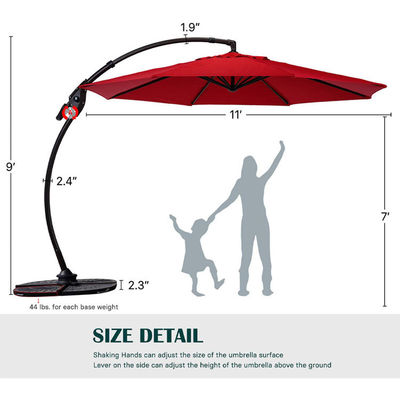 Outdoor Patio Garden Aluminum Curvy Cantilever S Shape Banana Umbrella Parasols with Base