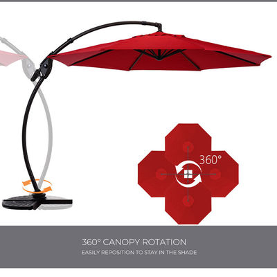 Outdoor Patio Garden Aluminum Curvy Cantilever S Shape Banana Umbrella Parasols with Base