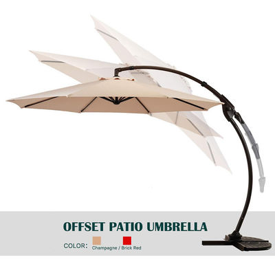 Outdoor Patio Garden Aluminum Curvy Cantilever S Shape Banana Umbrella Parasols with Base