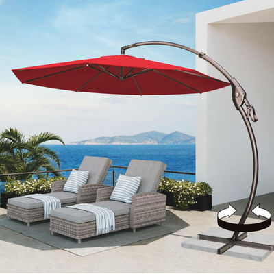 Outdoor Patio Garden Aluminum Curvy Cantilever S Shape Banana Umbrella Parasols with Base